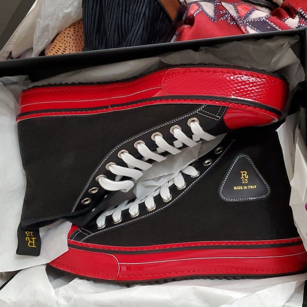 R13 NIB patent leather and canvas keds